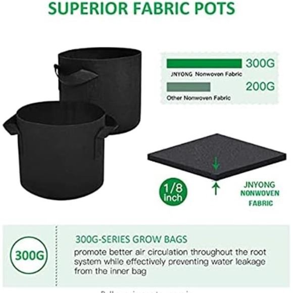 12-Pack 7 Gallon Thickened NonWoven Grow Bags, Aeration Fabric Pots with Handles - Picture 5 of 7